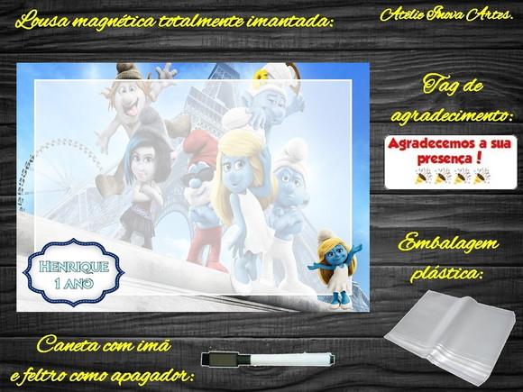 Lousa Magnética Smurfs com Embalagem