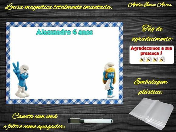 Lousa Magnética Smurfs com Embalagem