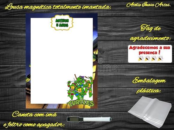 Lousa Magnética Tartarugas Ninjas com Embalagem