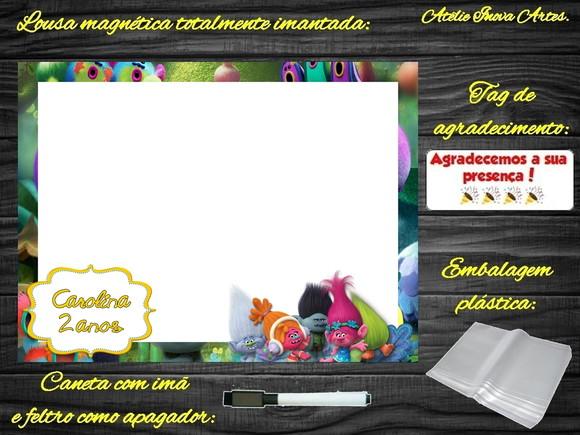 Lousa Magnética Trolls com Embalagem