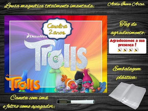 Lousa Magnética Trolls com Embalagem