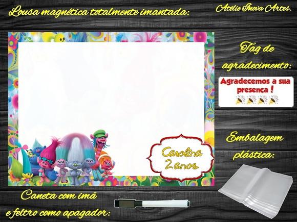Lousa Magnética Trolls com Embalagem