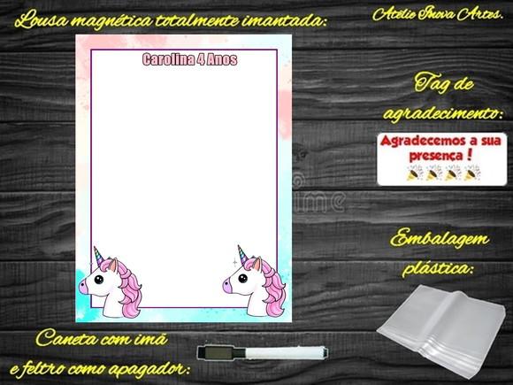 Lousa Magnética Unicórnio com Embalagem