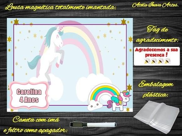 Lousa Magnética Unicórnio com Embalagem