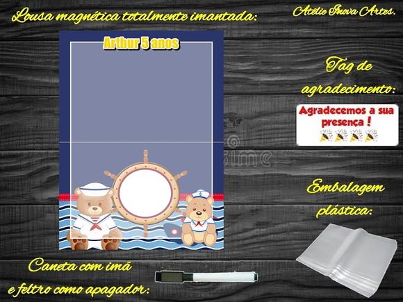 Lousa Magnética Ursinho Marinheiro com Embalagem