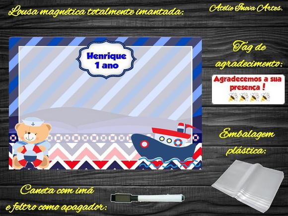 Lousa Magnética Ursinho Marinheiro com Embalagem
