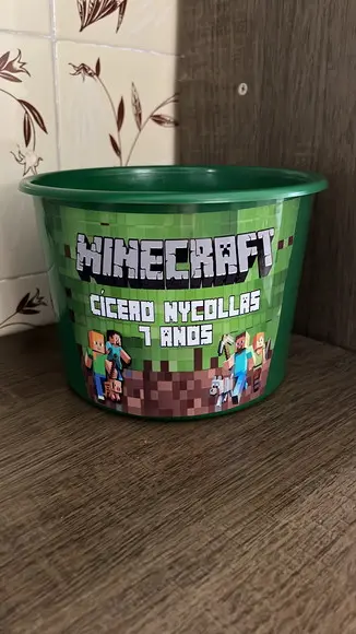 Balde de Pipoca Personalizado Minecraft