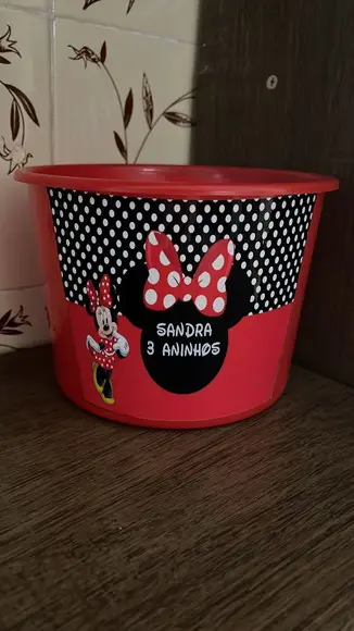 Balde de Pipoca Personalizado Minnie