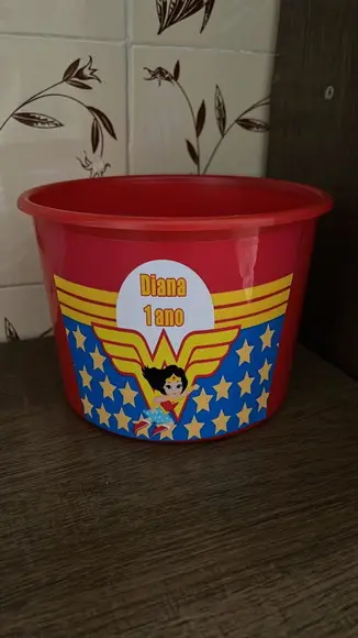 Balde de Pipoca Personalizado Mulher Maravilha