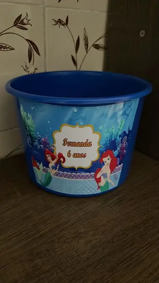 Balde de Pipoca Personalizado Pequena Sereia