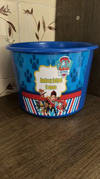 Balde de Pipoca Personalizado Patrulha Canina