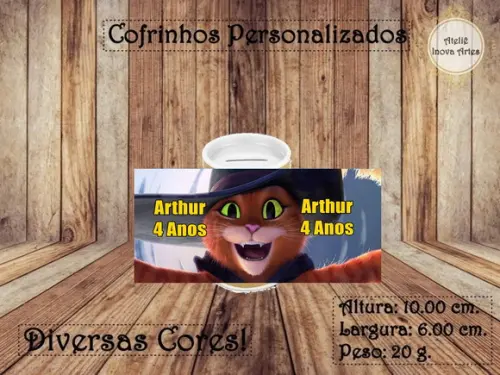 Cofrinho Personalizado Gato de Botas