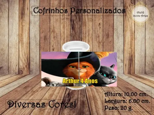 Cofrinho Personalizado Gato de Botas