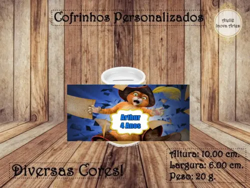 Cofrinho Personalizado Gato de Botas