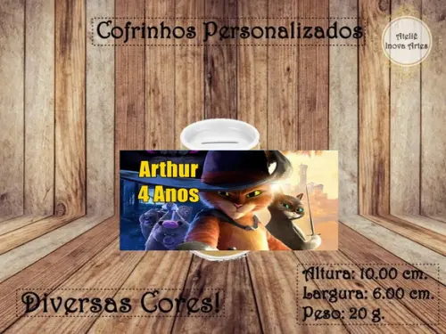 Cofrinho Personalizado Gato de Botas