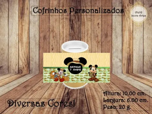 Cofrinho Personalizado Mickey Safari