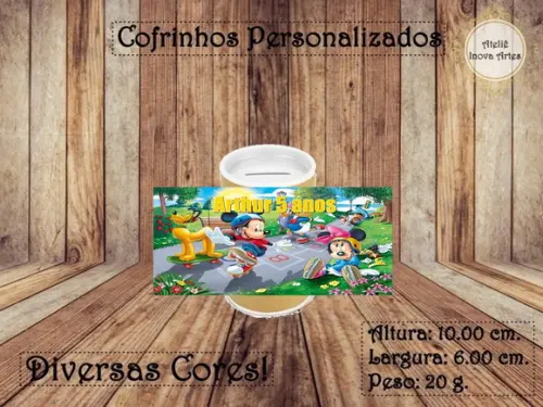 Cofrinho Personalizado Turma do Mickey