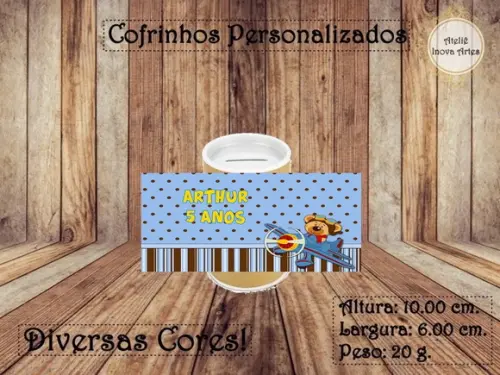 Cofrinho Personalizado Ursinho Aviador