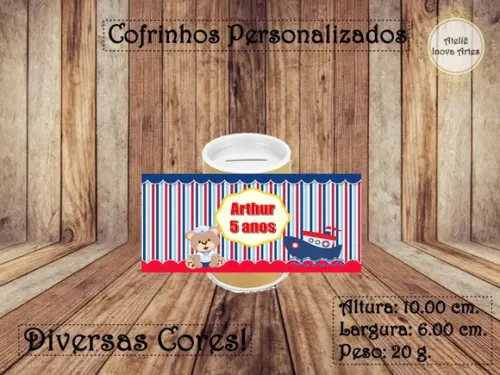 Cofrinho Personalizado Ursinho Marinheiro