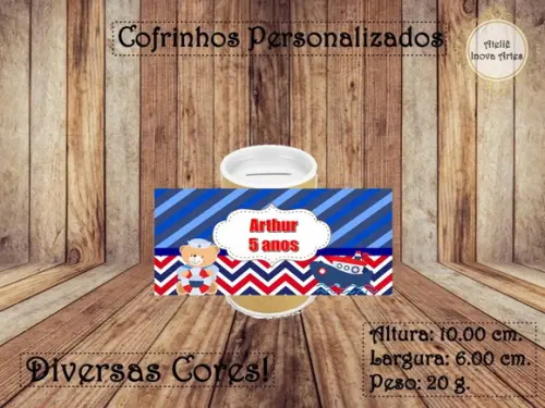 Cofrinho Personalizado Ursinho Marinheiro