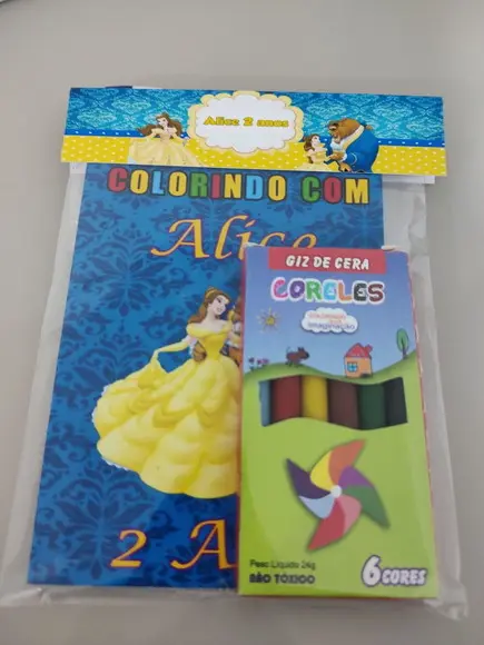 Kit para Colorir Revistinha com Giz de Cera a Bela e a Fera