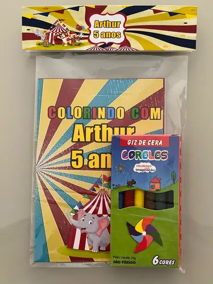 Kit para Colorir Revistinha com Giz de Cera Circo