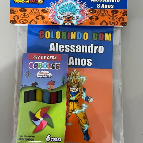 Kit para Colorir Revistinha com Giz de Cera Dragon Ball Z