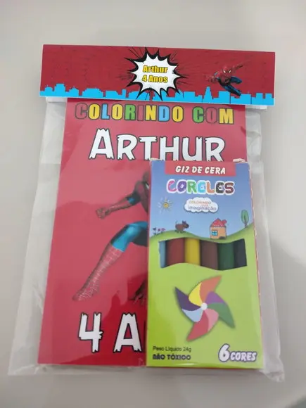 Kit para Colorir Revistinha com Giz de Cera Homem Aranha