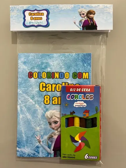 Kit para Colorir Revistinha com Giz de Cera Frozen
