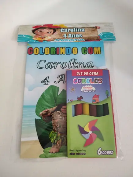 Kit para Colorir Revistinha com Giz de Cera Moana