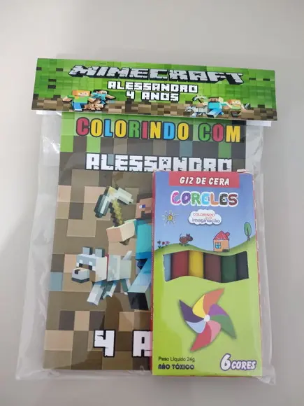 Kit para Colorir Revistinha com Giz de Cera Minecraft