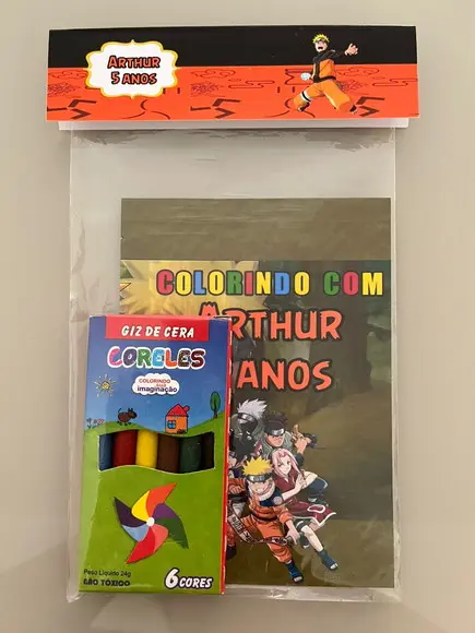 Kit para Colorir Revistinha com Giz de Cera Naruto