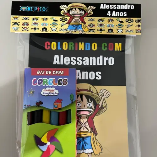 Kit para Colorir Revistinha com Giz de Cera One Piece
