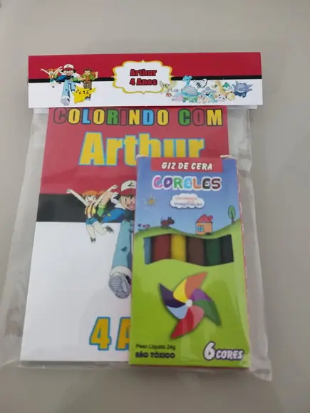 Kit para Colorir Revistinha com Giz de Cera Pokémon
