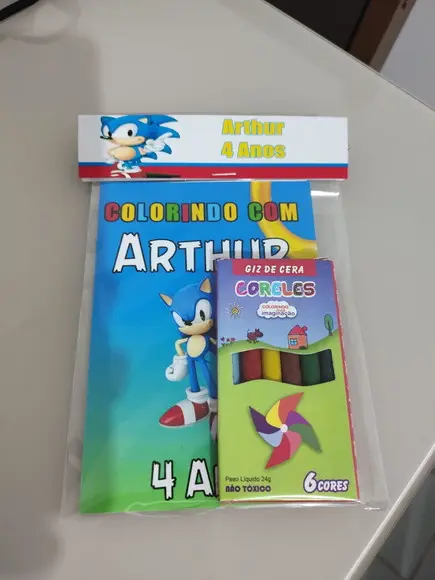 Kit para Colorir Revistinha com Giz de Cera Sonic