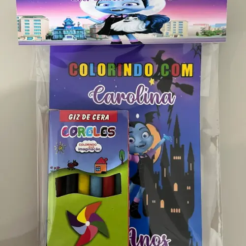Kit para Colorir Revistinha com Giz de Cera Vampirina