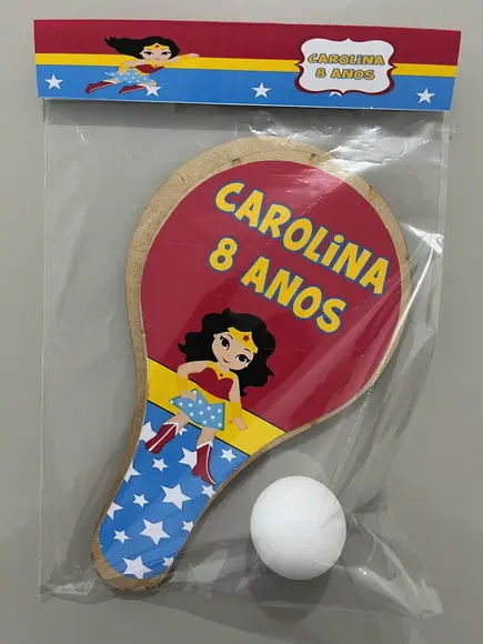 Kit Raquete para Ping Pong Personalizada Mulher Maravilha