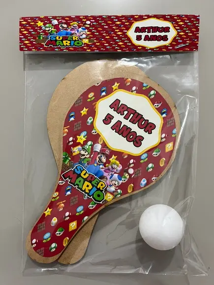 Kit Raquete para Ping Pong Personalizada Super Mário