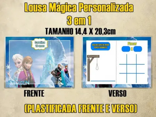 Lousa Mágica Personalizada 3 em 1 Frozen (plastificada)
