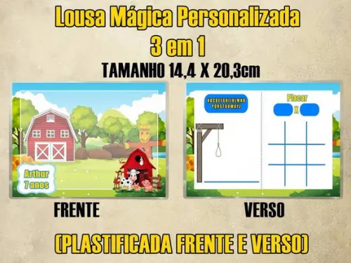 Lousa Mágica Personalizada 3 em 1 Fazendinha (plastificada)