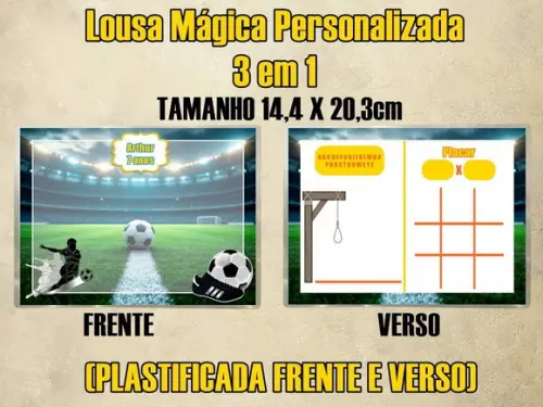 Lousa Mágica Personalizada 3 em 1 Futebol (plastificada)