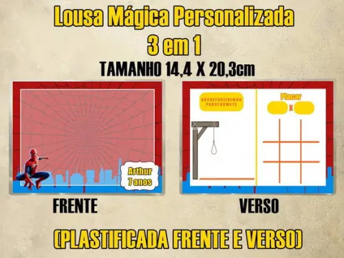 Lousa Mágica Personalizada 3 em 1 Homem Aranha(plastificada)