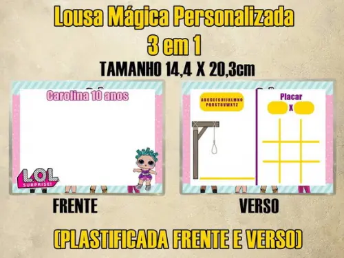 Lousa Mágica Personalizada 3 em 1 Lol (plastificada)