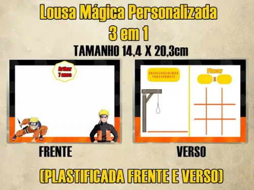 Lousa Mágica Personalizada 3 em 1 Naruto (plastificada)