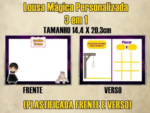 Lousa Mágica Personalizada 3 em 1 Wandinha (plastificada)