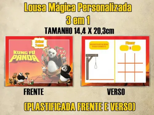 Lousa Mágica Personalizada 3em1 Kung Fu Panda (plastificada)