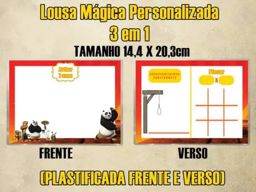 Lousa Mágica Personalizada 3em1 Kung Fu Panda (plastificada)