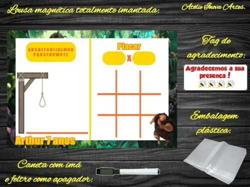 Lousa Magnética + J.v + Forca os Croods com Embalagem