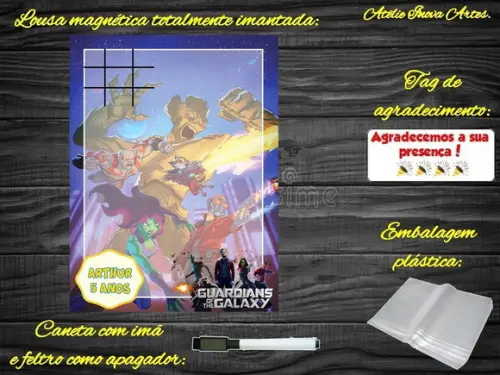 Lousa Magnética + J.v Guardiões da Galáxia com Embalagem