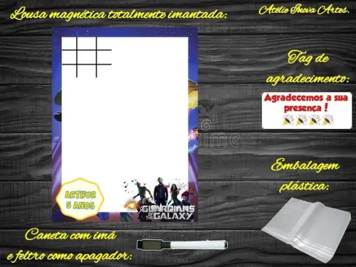 Lousa Magnética + J.v Guardiões da Galáxia com Embalagem